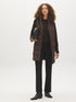 Brown Quilted Long Puffer Vest with Hood - Woman Wearing Water-Resistant Outerwear - Suzy Shier