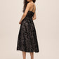 Charcoal Velvet Sequin Fit & Flare Midi Dress - Back View - Le Chateau