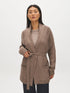 Cedar Cable Knit Shawl Collar Sweater - Woman Wearing Belted Knit Cardigan - Suzy Shier