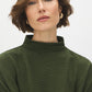 Deep Depths/Chive Textured Funnel Neck Boxy Tee - Close-up Fabric Detail - Suzy Shier
