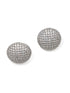 Silver/Clear Pave Button Earrings - Close-up of Sparkling Jewelry - Suzy Shier