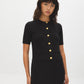 Black Short Sleeve Ribbed Cardigan - Woman Wearing Button Front Sweater - Suzy Shier
