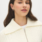 Snow White Quarter-Zip Cable Knit Sweater - Collar Detail - Suzy Shier