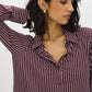 Winetasting Stripe Button-Up Blouse - Front View - Suzy Shier