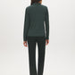 Scarab Printed Button-Up Blouse with Shirt Collar - Back View - Suzy Shier