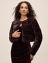 Chocolate Striped Fur Bolero - Luxurious Evening Cover-Up with Hook and Eye Closure - Le Chateau