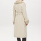 Dark Brown Melange Long Belted Faux Wool Coat - Back View - Suzy Shier