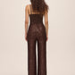 Espresso Sequin Wide-Leg Pant - Back View - Le Chateau