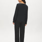 Black Satin Cowl Neck Blouse with Sequined Cuffs - Back View - Suzy Shier