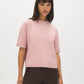 Zephyr/Off White Short Sleeve Double Layer Knit Sweater - Woman Wearing Layered Look Tee - Suzy Shier