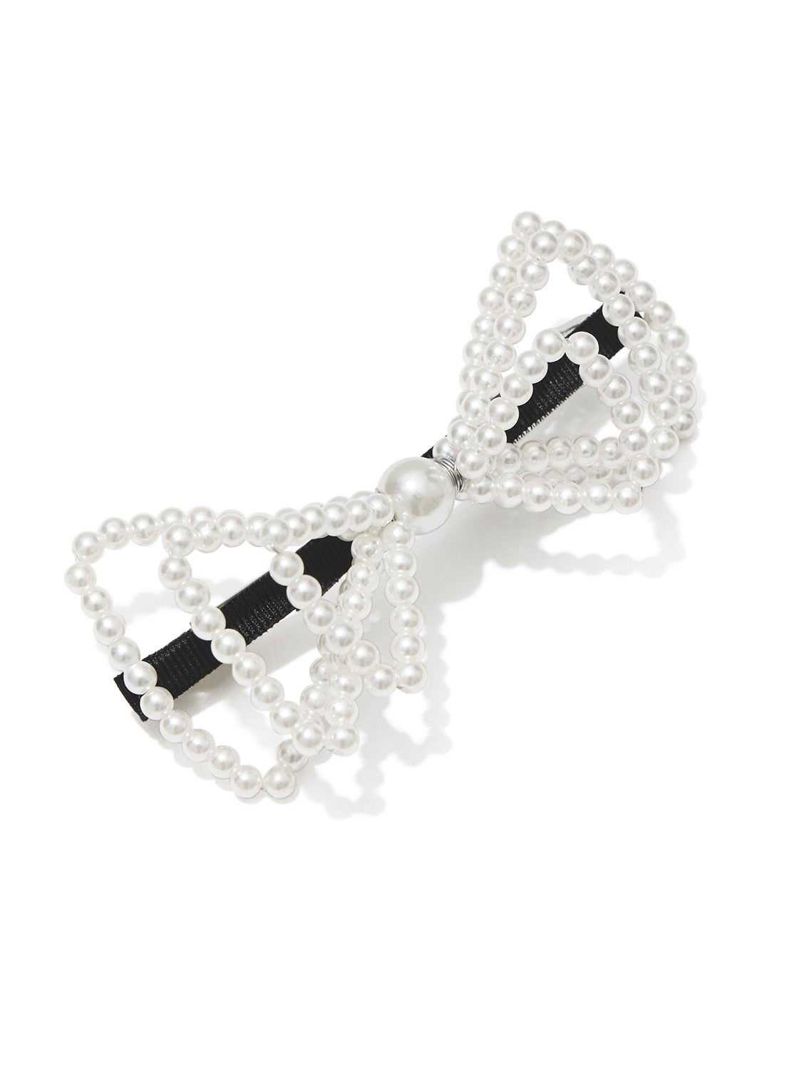 Off White Pearl Bow Hair Clip - Elegant Hair Accessory Detail - Suzy Shier