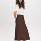 Milk Chocolate Satin Bias-Cut Pull-On Skirt - Side Profile View - Suzy Shier