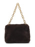 Brown Woven Faux Fur Bag with Gold Chain Handle - Close-up Faux Fur Texture - Le Chateau