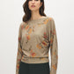 Elmwood Floral Batwing Knit Top - Woman Wearing Soft Hacci Knit Blouse - Suzy Shier