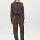 Coffee Diamond Pattern Plush PJ Set - Back View - Suzy Shier