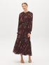 Winetasting Paisley Print Maxi Dress - Woman Wearing Long Sleeve Tiered Dress - Suzy Shier