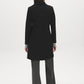 Black Asymmetrical Zip Front Faux Wool Coat - Back View - Suzy Shier