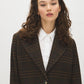 Plaid Brown Faux Wool Single-Breasted Coat - Front View - Suzy Shier
