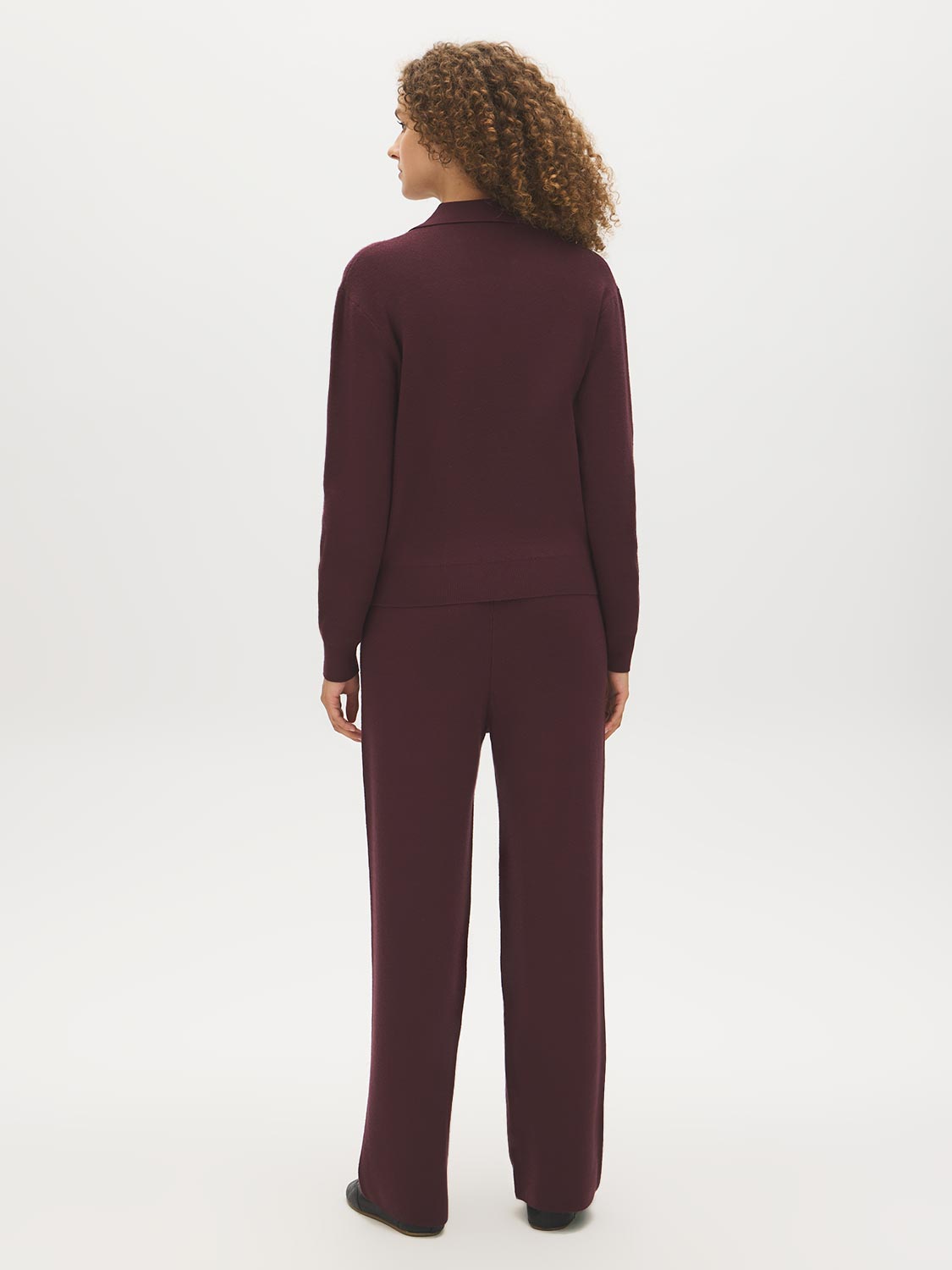 Winetasting Polo Collar Sweater - Woman Wearing Classic Knit Top - Suzy Shier