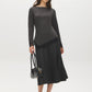 Grey Melange Asymmetrical Hem Sweater - Front View - Suzy Shier