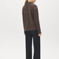 Coffee Bean Fluffy Rib Knit Top with Half Zip - Back View - Suzy Shier