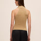 Gold Sleeveless Tinsel Lurex Knit Sweater - Back View - Le Chateau