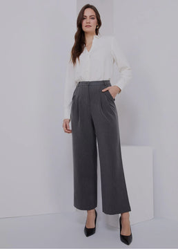 Hooever Womens Casual High Waisted Wide Leg Pants Button Up