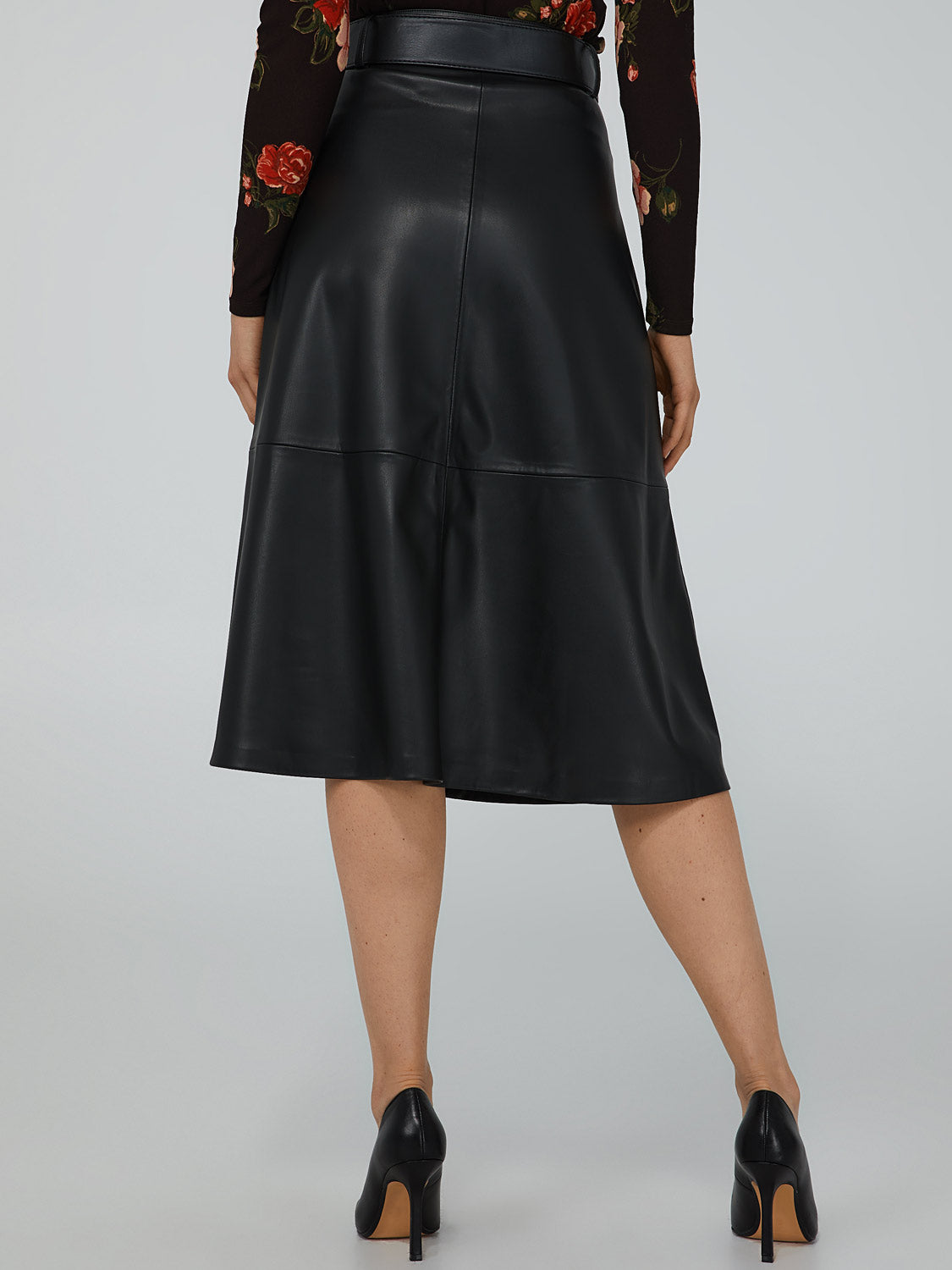 Belted leather skirt best sale